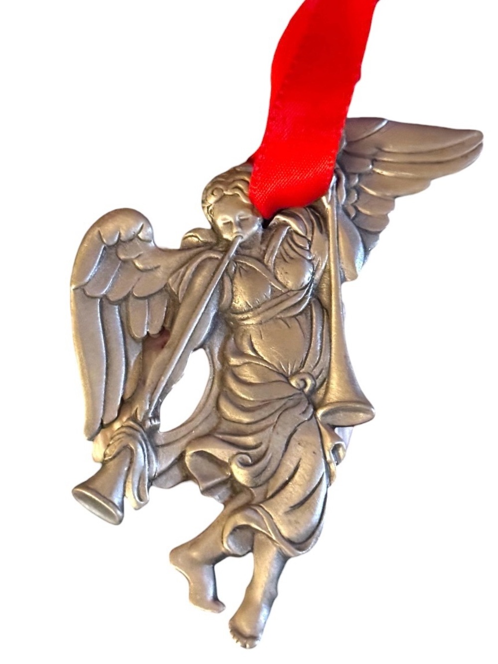Master Craftsmen 2007 Silver Pewter Trumpeting Angel Christmas Ornament Stamped